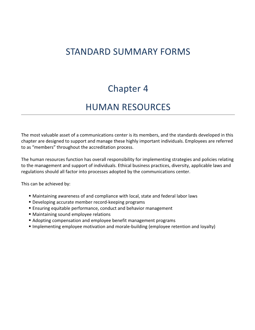 Standard Summary Form (Version 1.0)