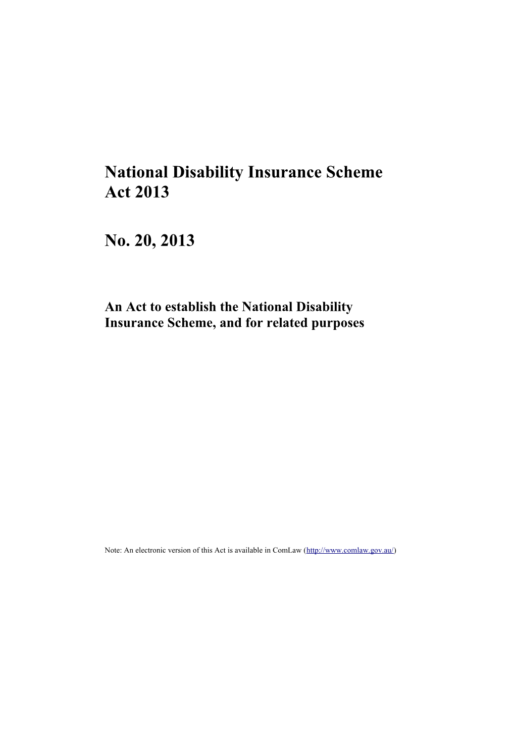 National Disability Insurance Scheme Act 2013