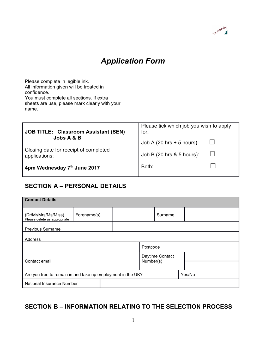 Application Form s72