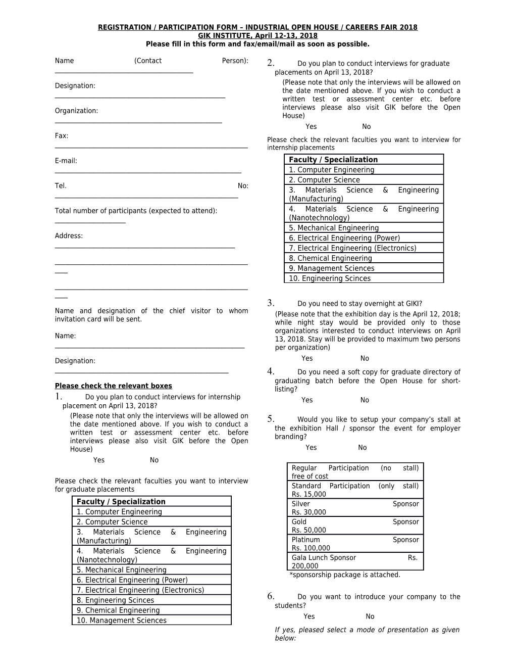 Registration Form (Open House 2007)