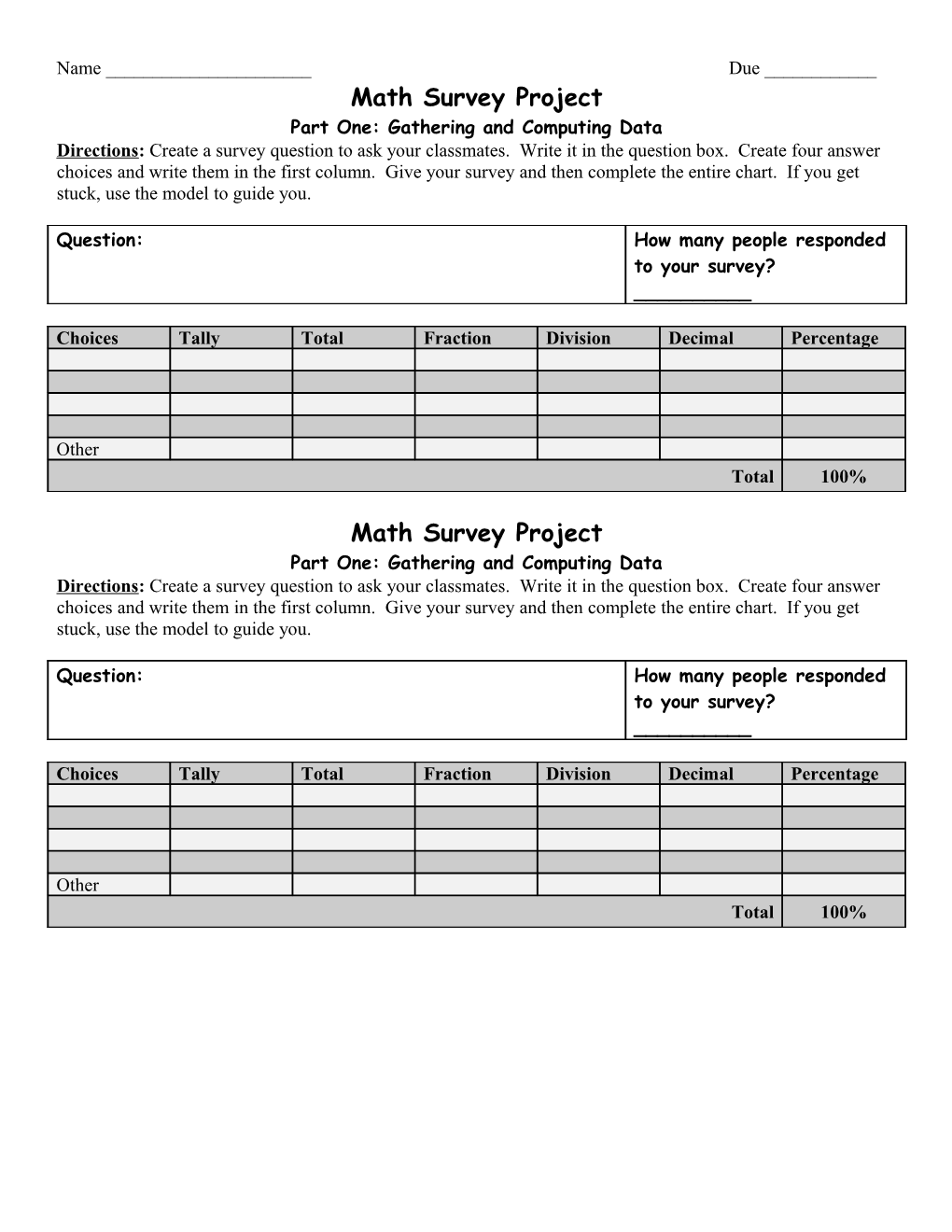 Math Survey Mini-POL