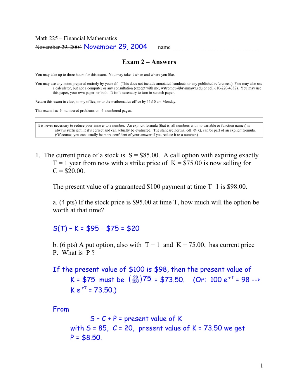 Linear Algebra Quiz