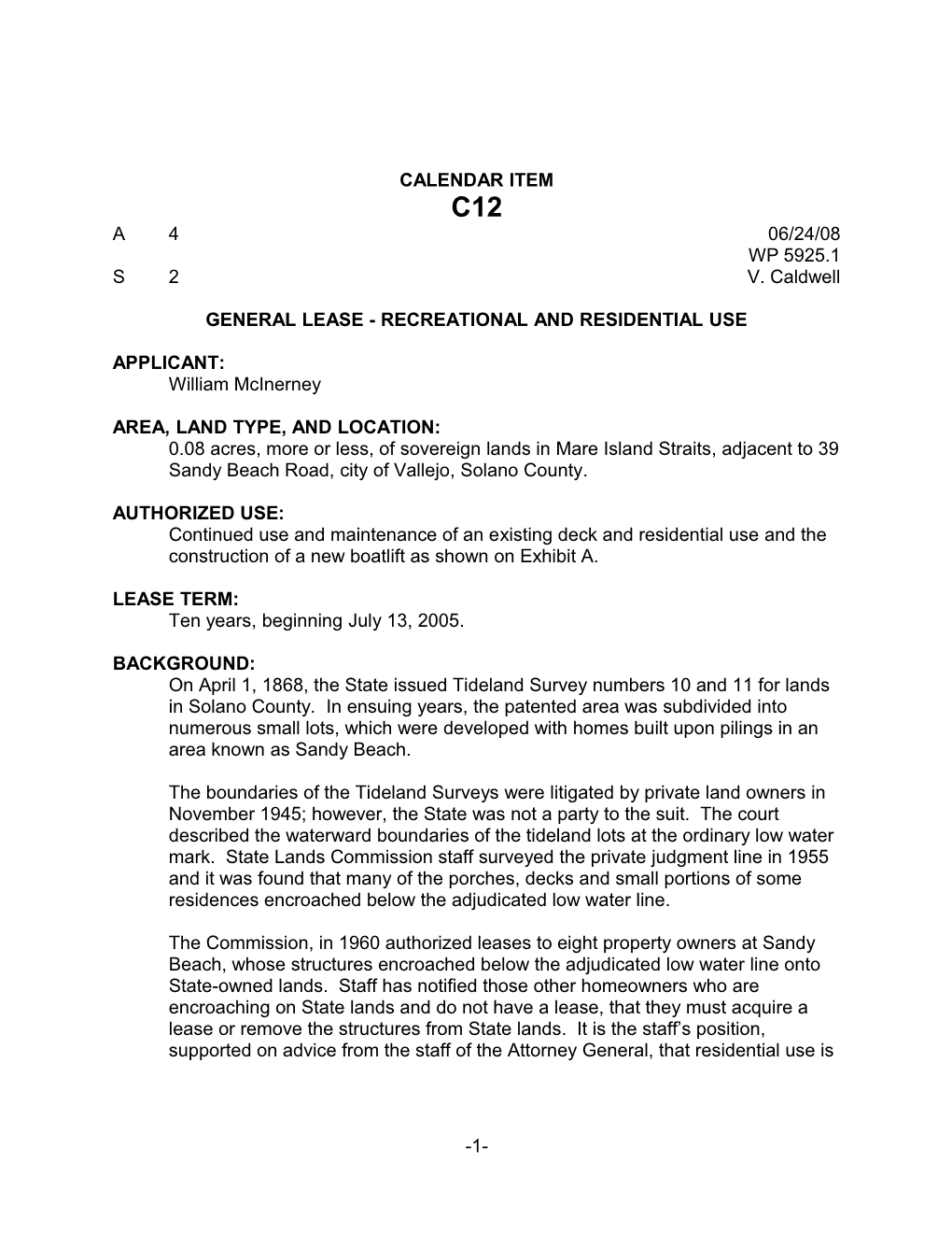 General Lease - Recreational and Residential Use
