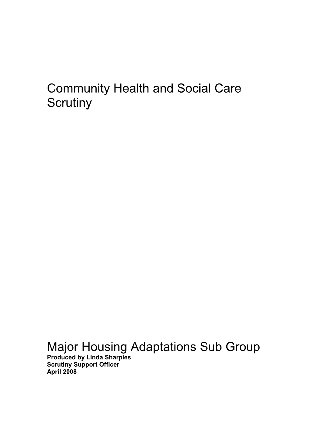 Community Health and Social Care Scrutiny