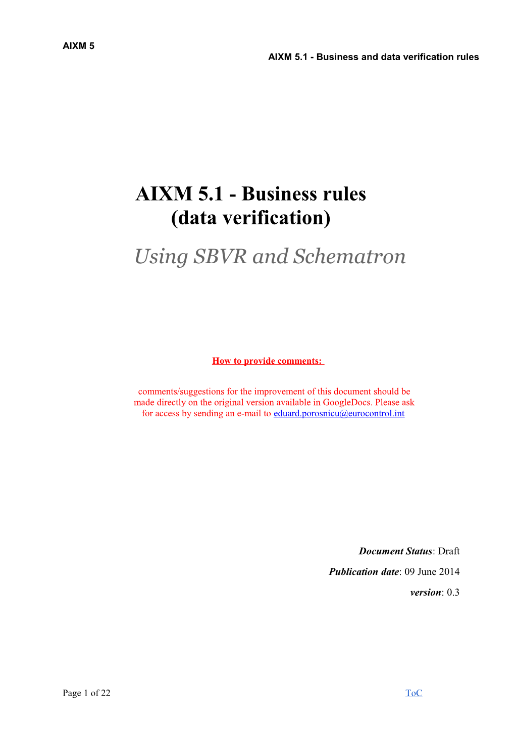 AIXM 5.1 - Business Rules - Using SBVR and Schematron