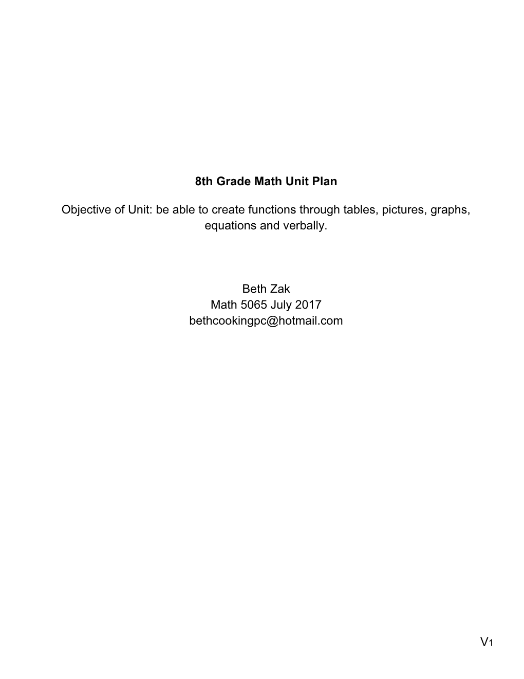 8Th Grade Math Unit Plan