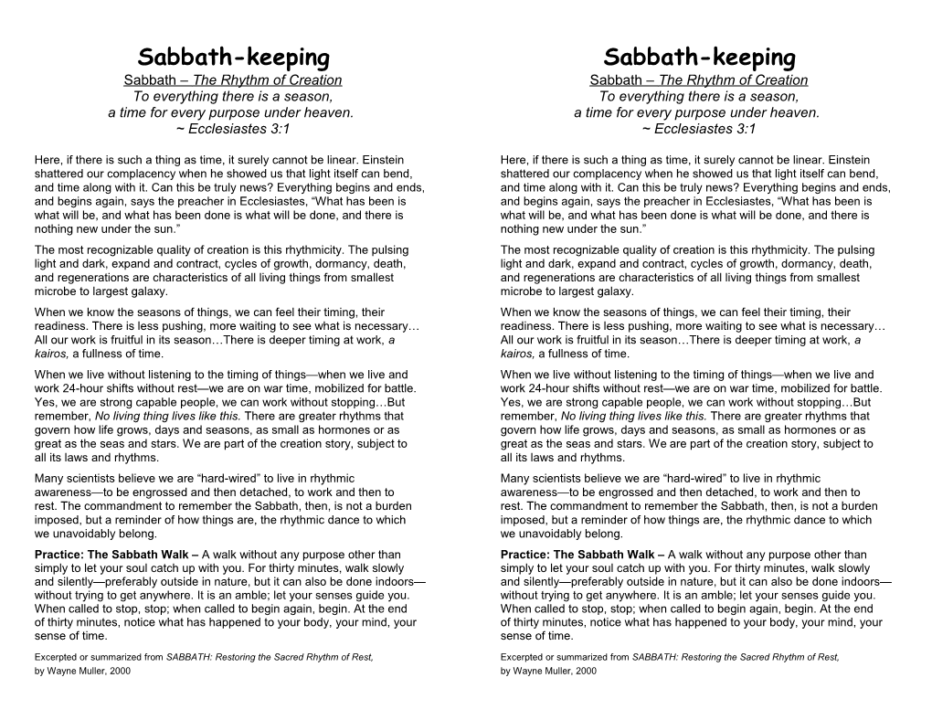 Sabbath the Rhythm of Creation