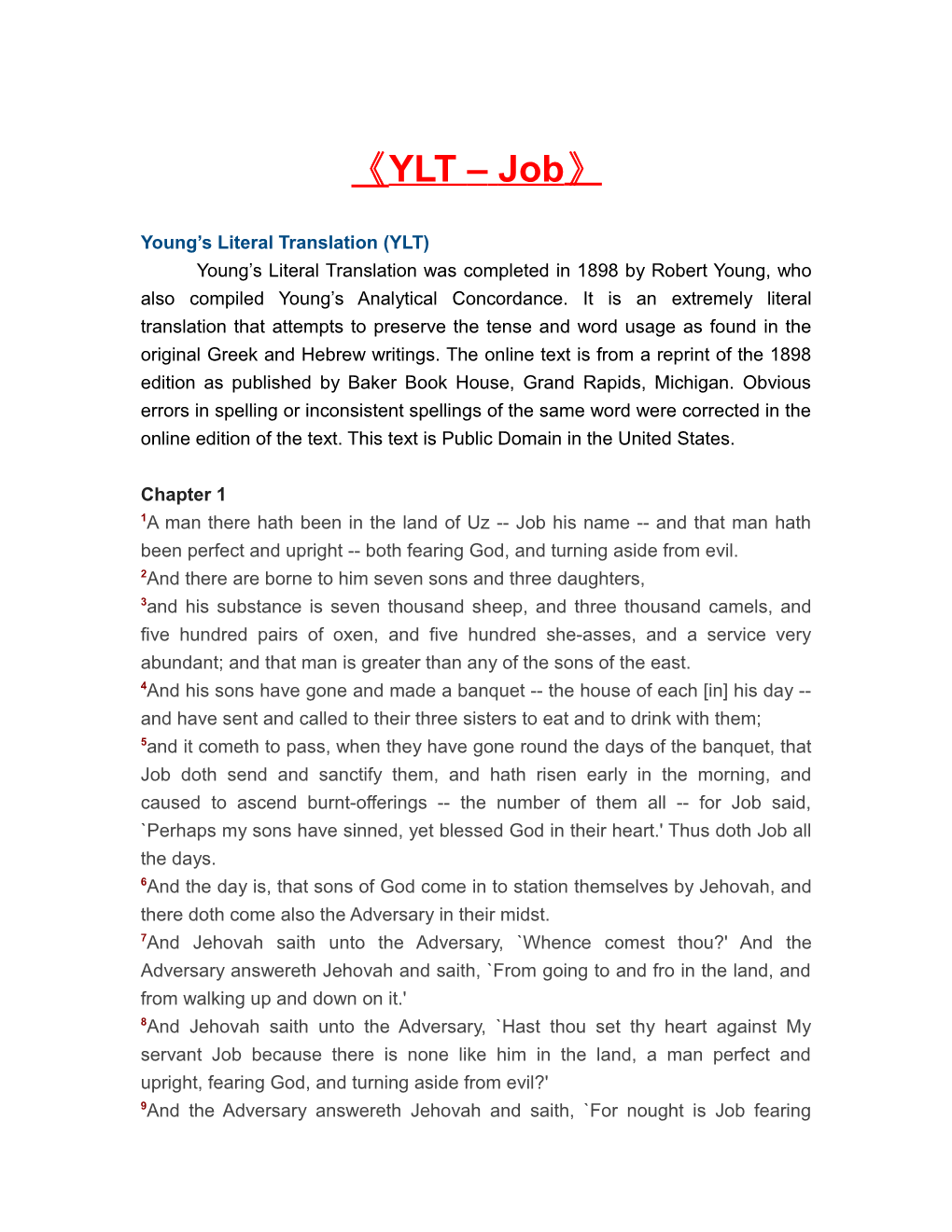 Young S Literal Translation (YLT)