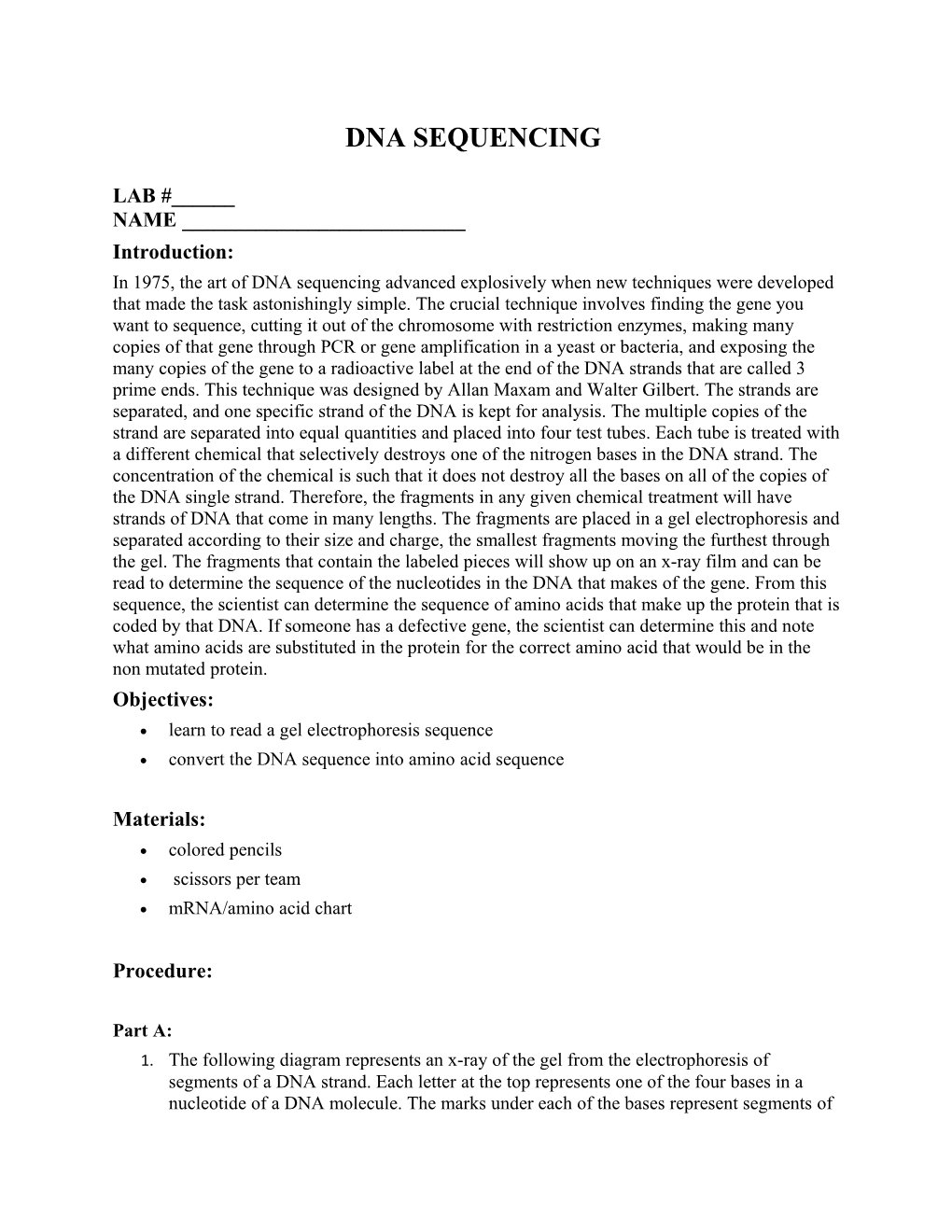 Learn to Read a Gel Electrophoresis Sequence