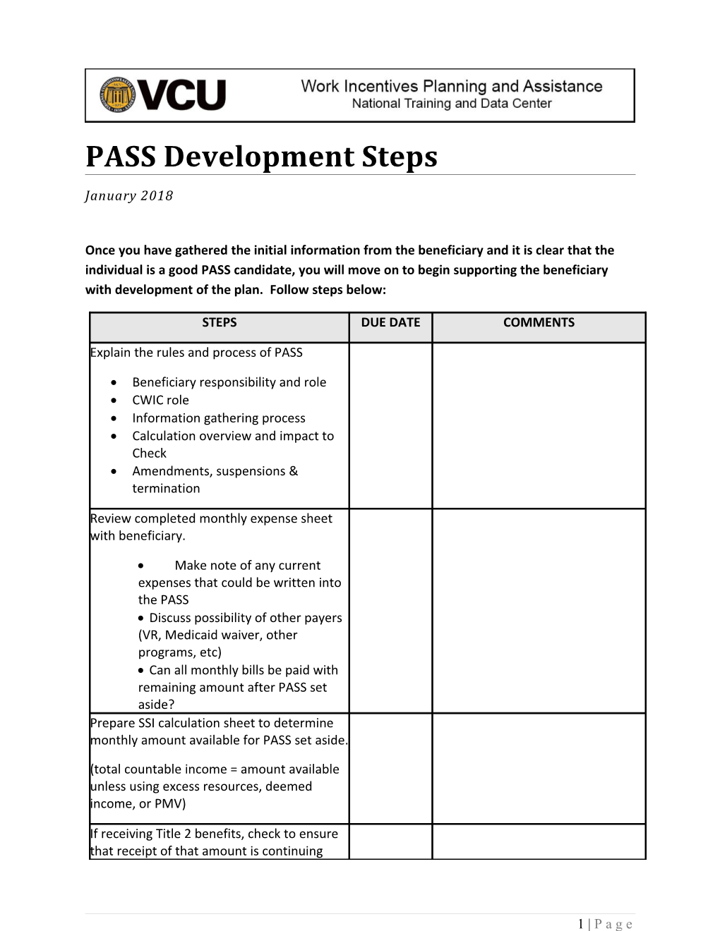 PASS Development Steps
