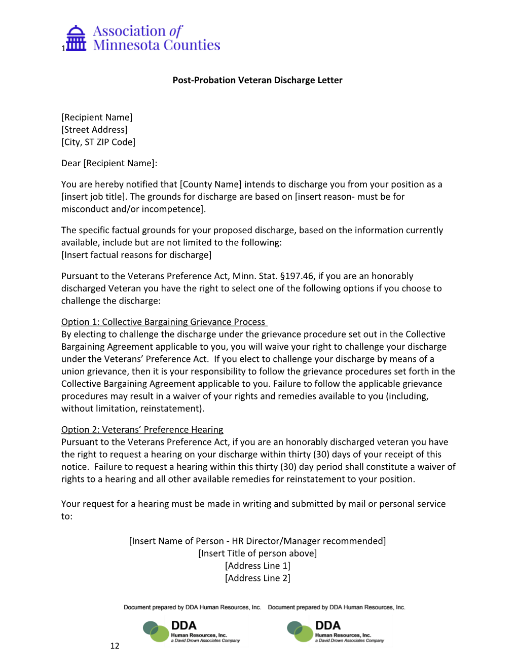 Post-Probation Veteran Discharge Letter