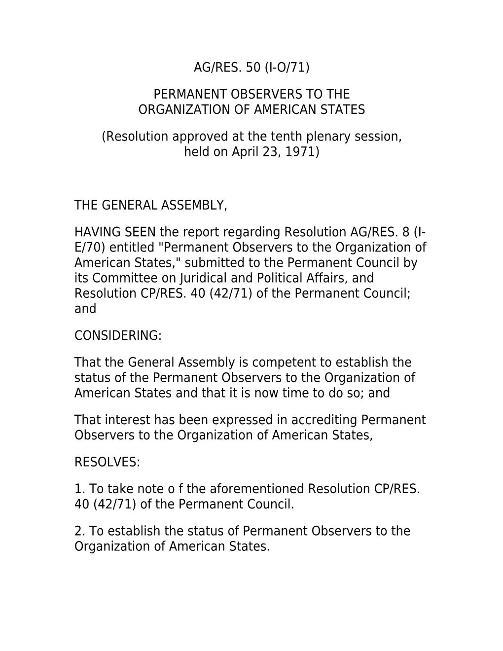 Permanent Observers to the Organization of American States