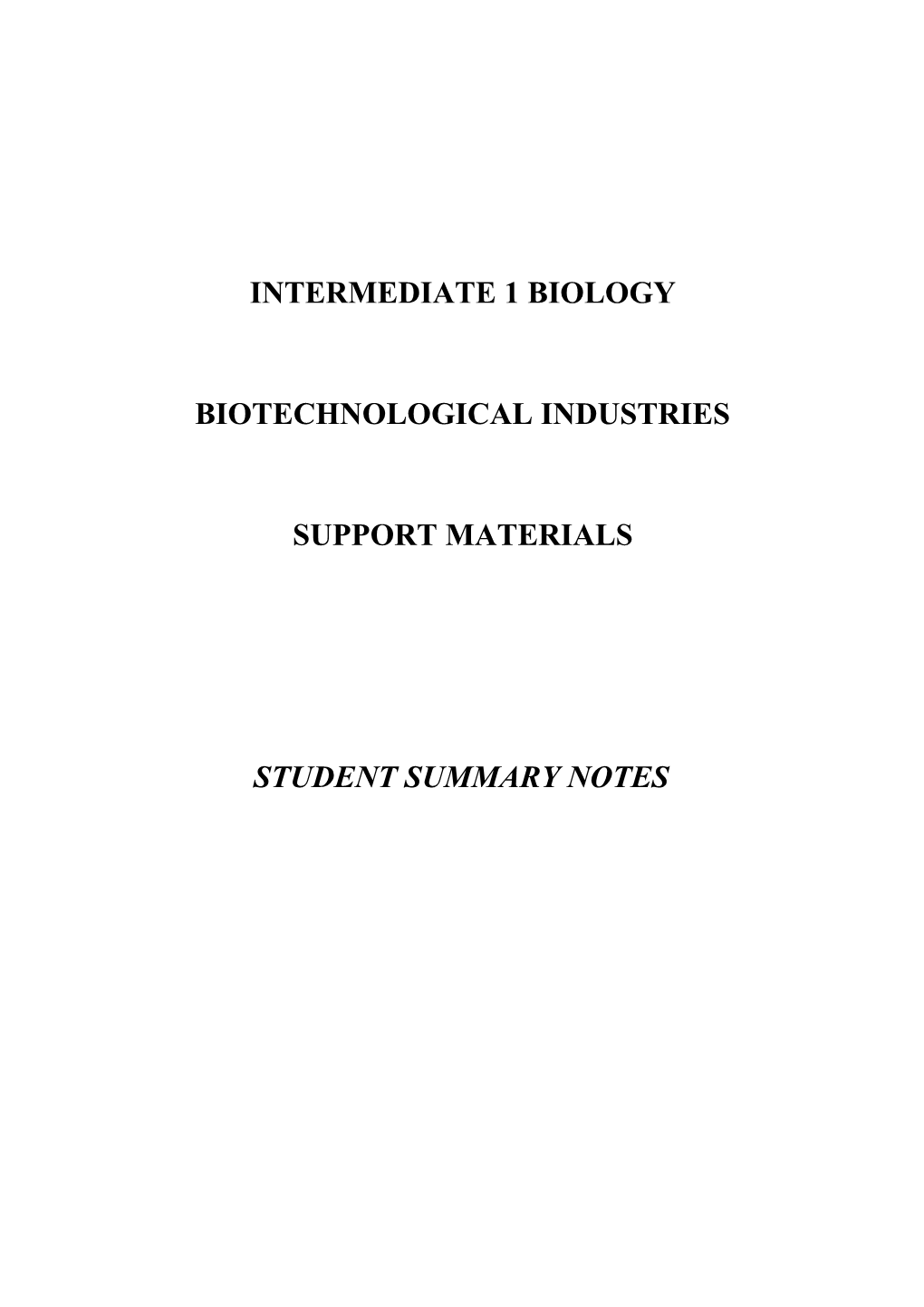Draft Rationale for Higher Biology Course