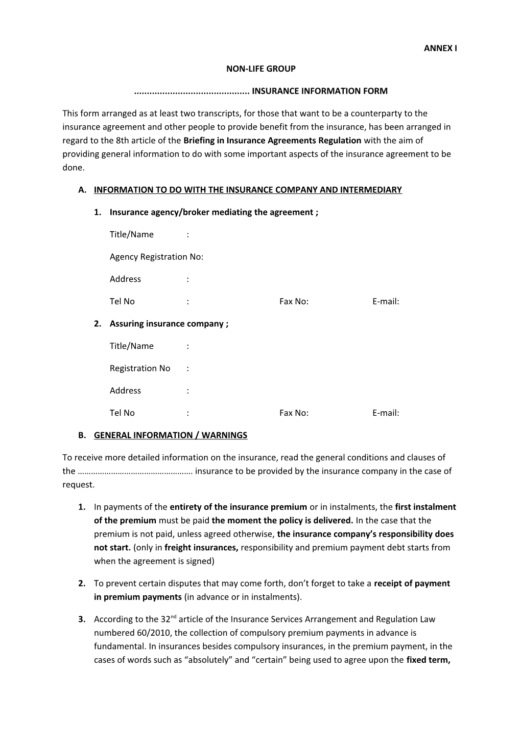 Insurance Information Form