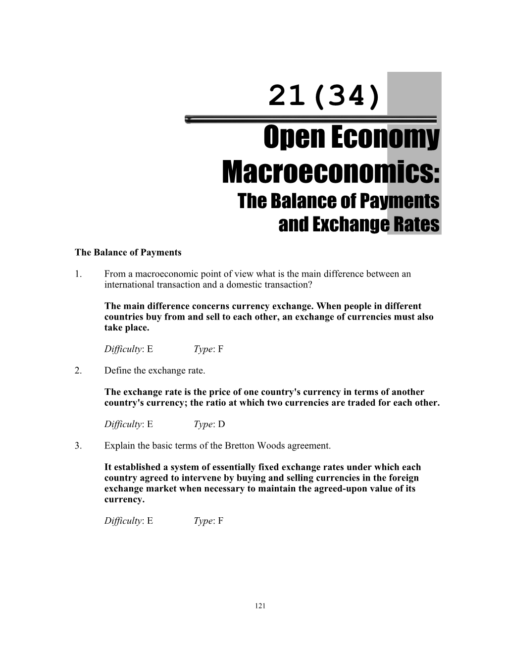 Chapter 21 (34): Open Economy Macroeconomics