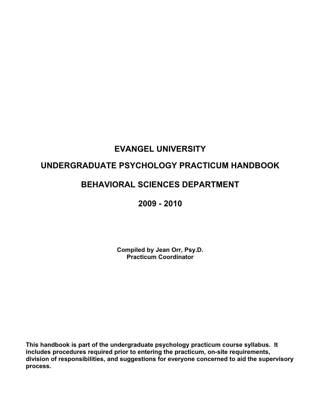 Graduate Practicum and Internship Handbook