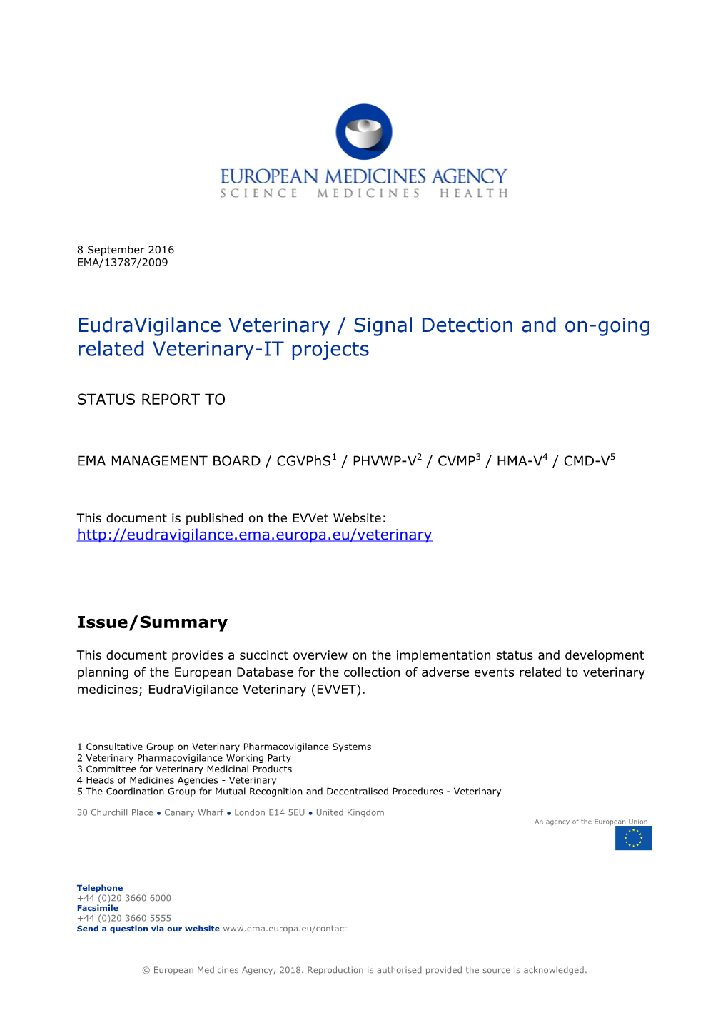 C.05 Eudravigilance - Veterinary Status Report