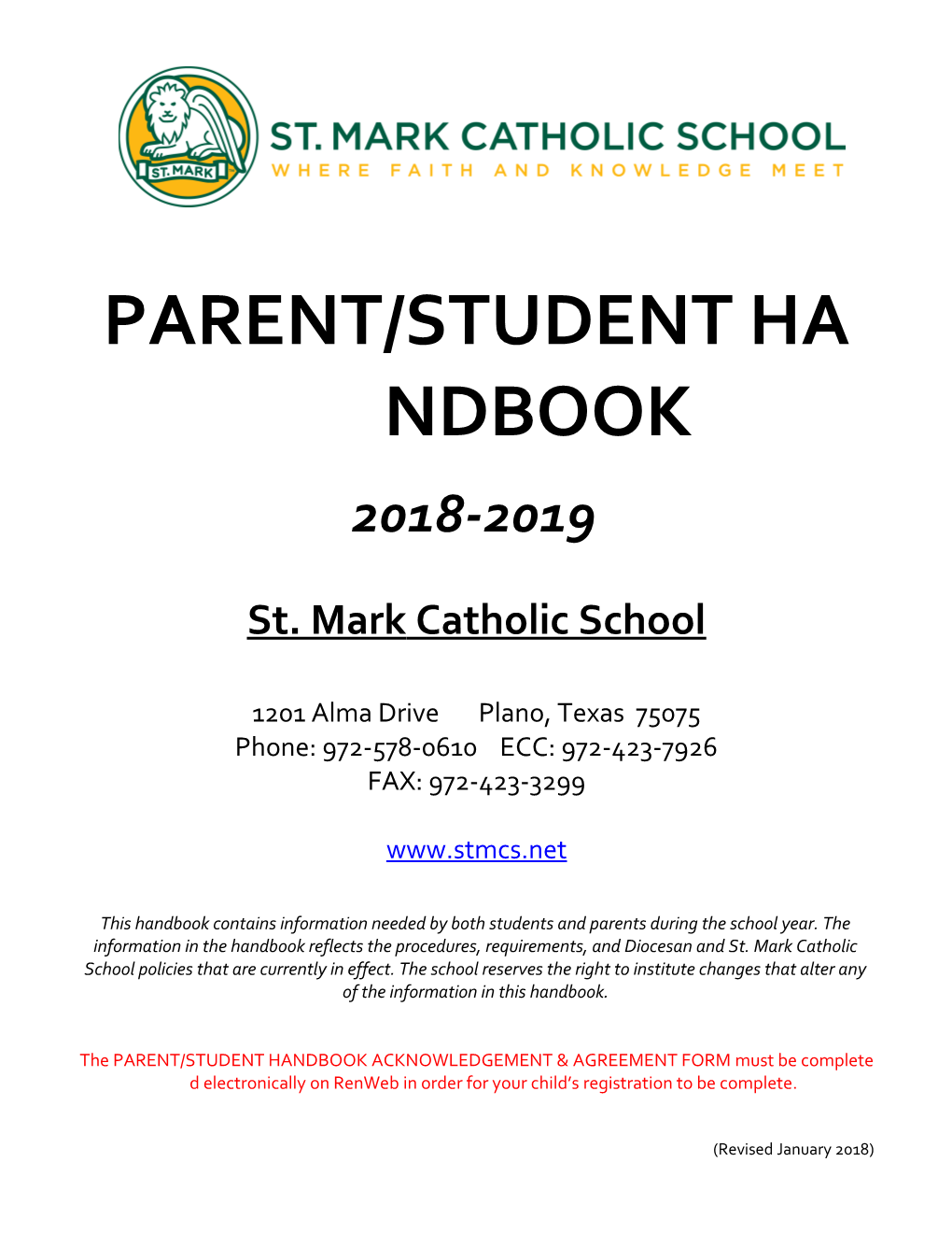 Parent/Student Handbook s8