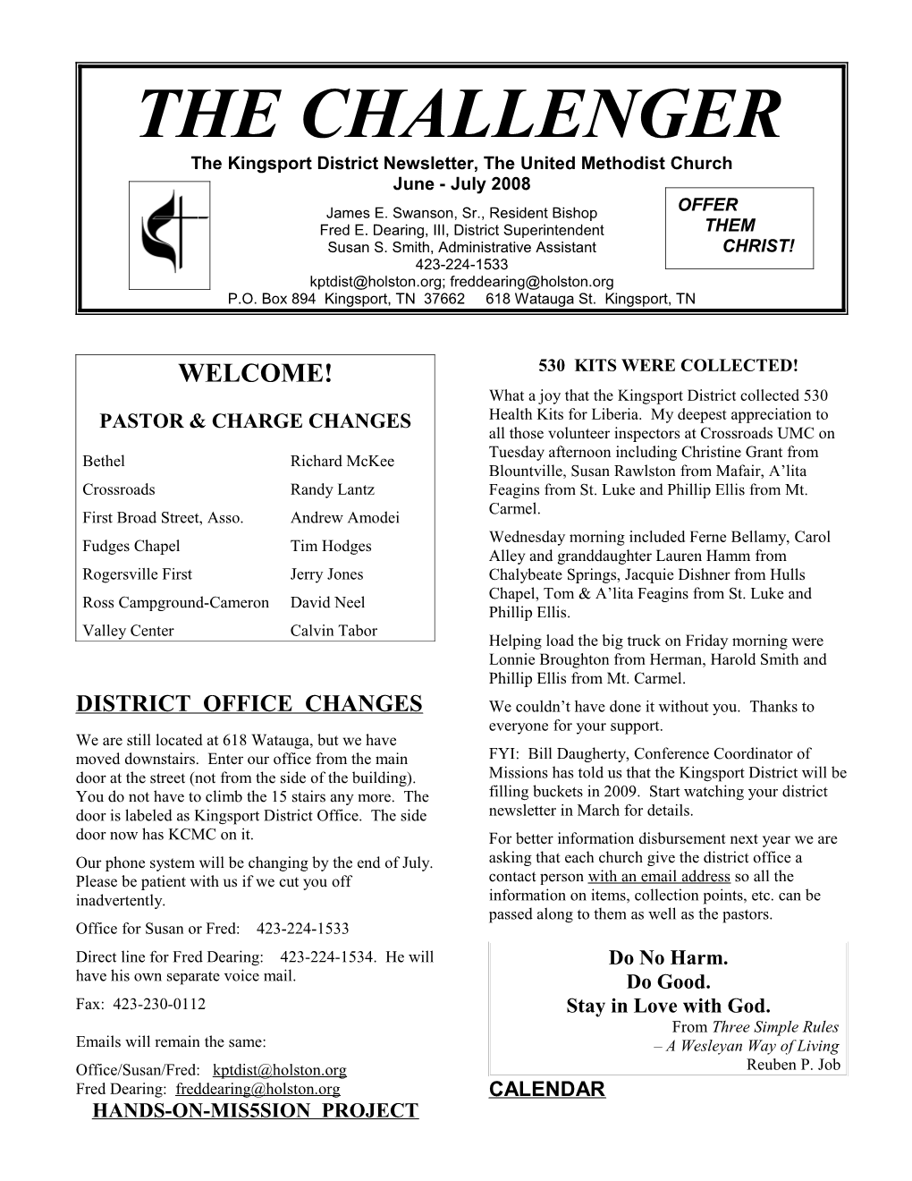 The Kingsport District Newsletter, the United Methodist Church