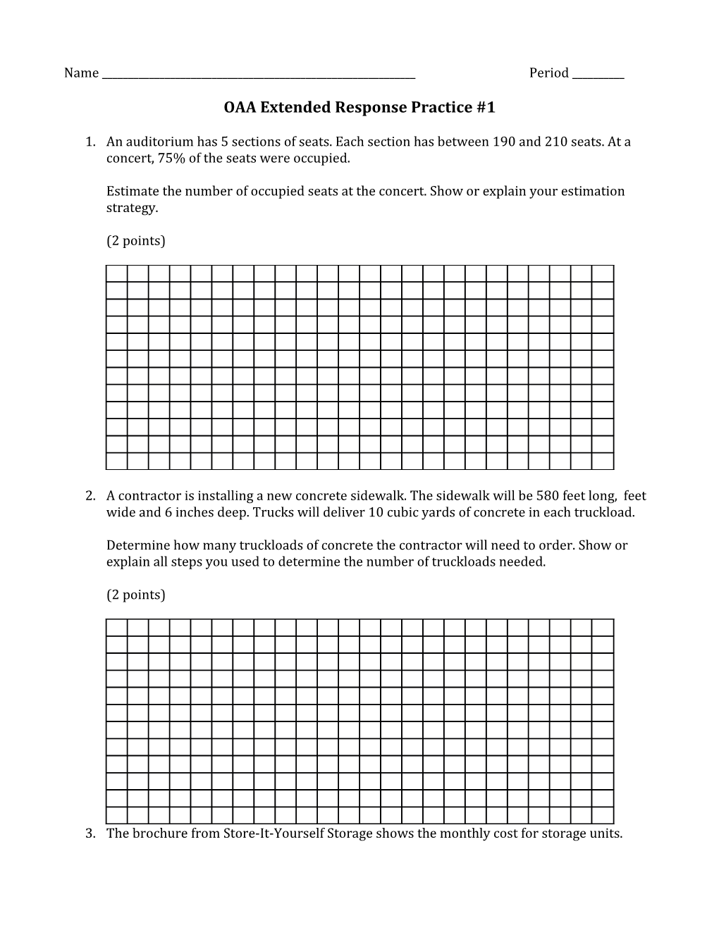 OAA Extended Response Practice #1