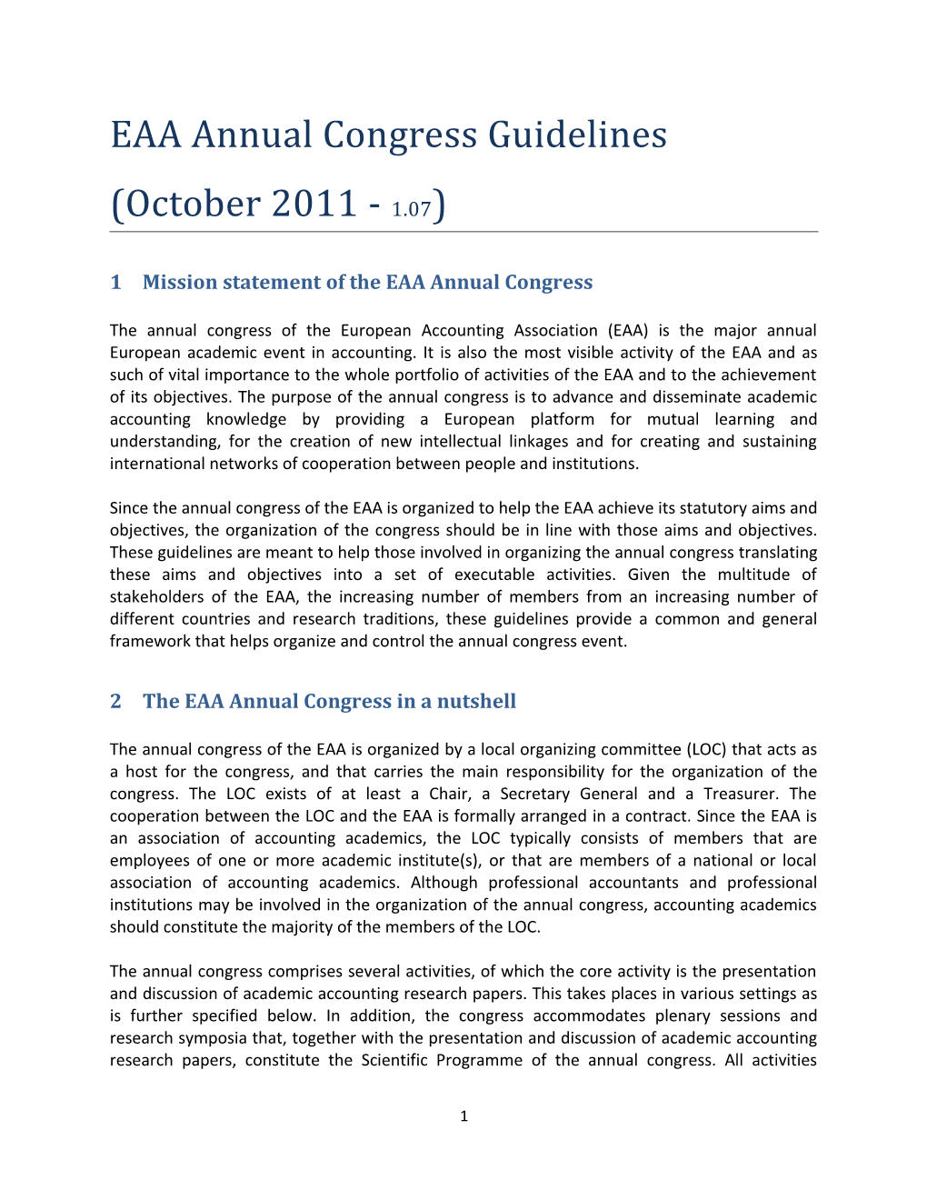EAA Annual Congress Guidelines