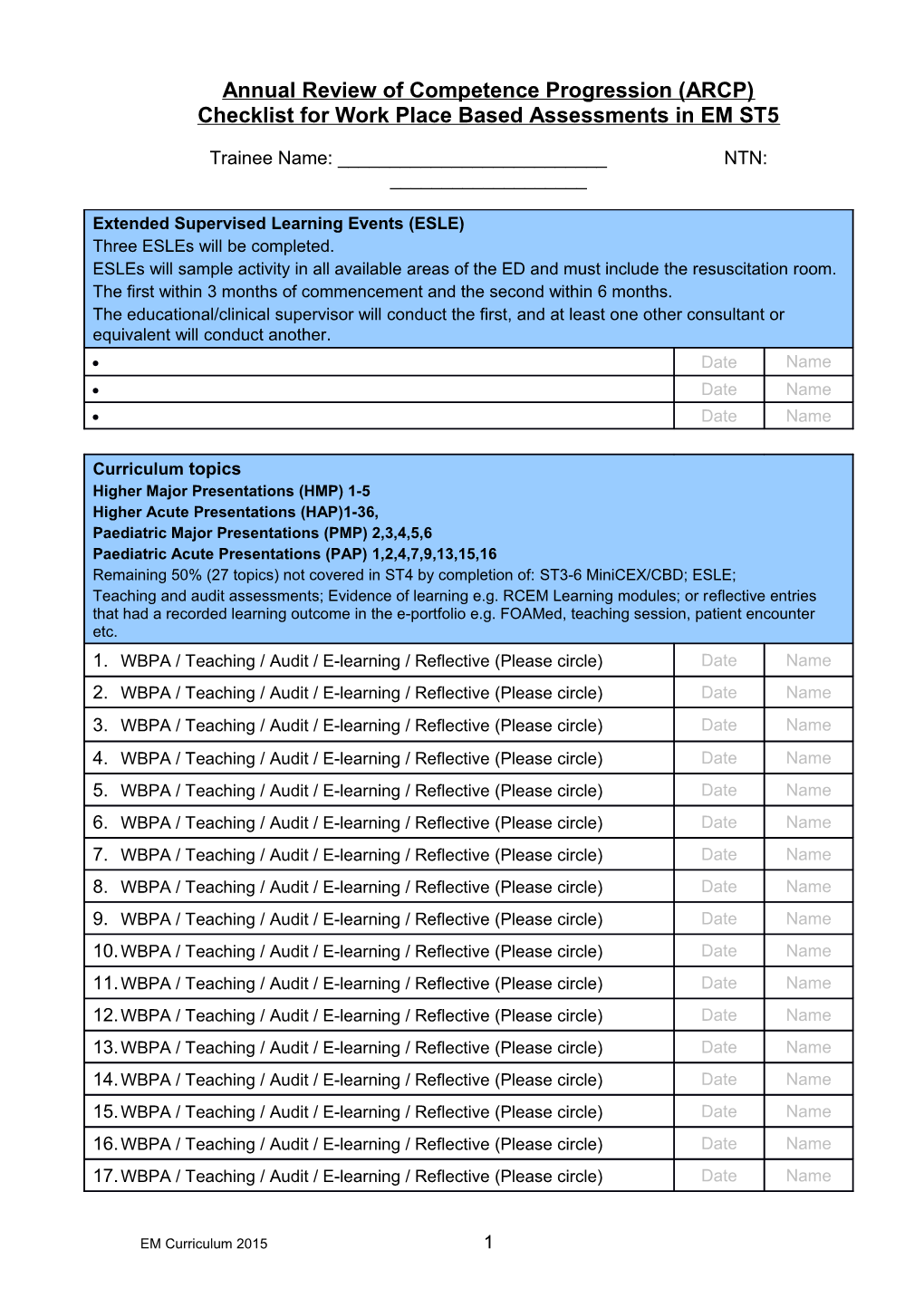 Annual Review of Competence Progression