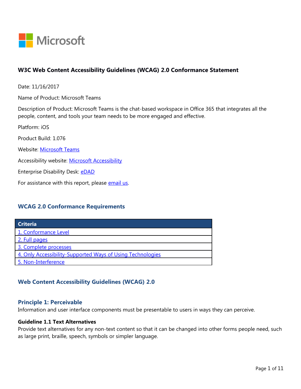 W3C Web Content Accessibility Guidelines (WCAG) 2.0 Conformance Statement s12