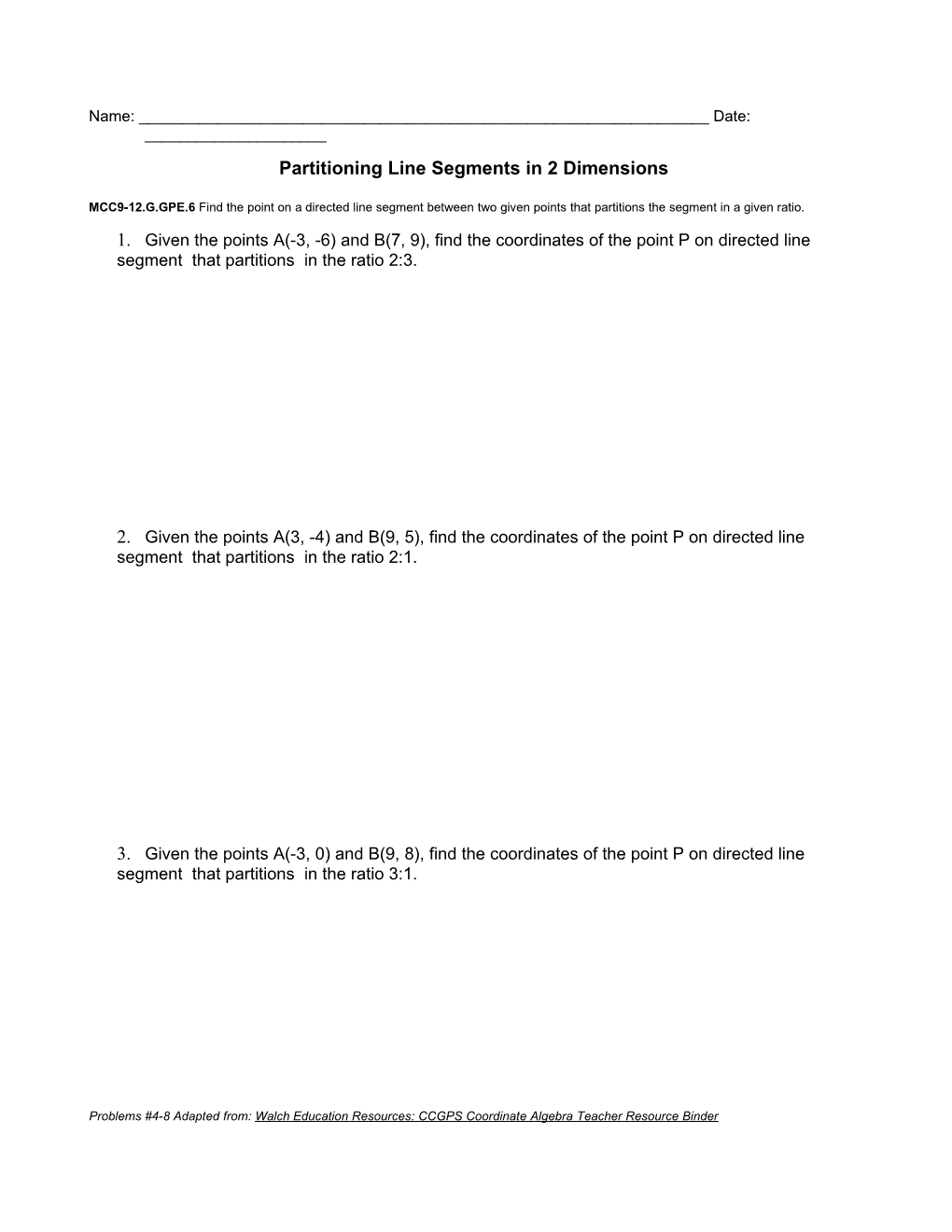 Partitioning Line Segments in 2 Dimensions