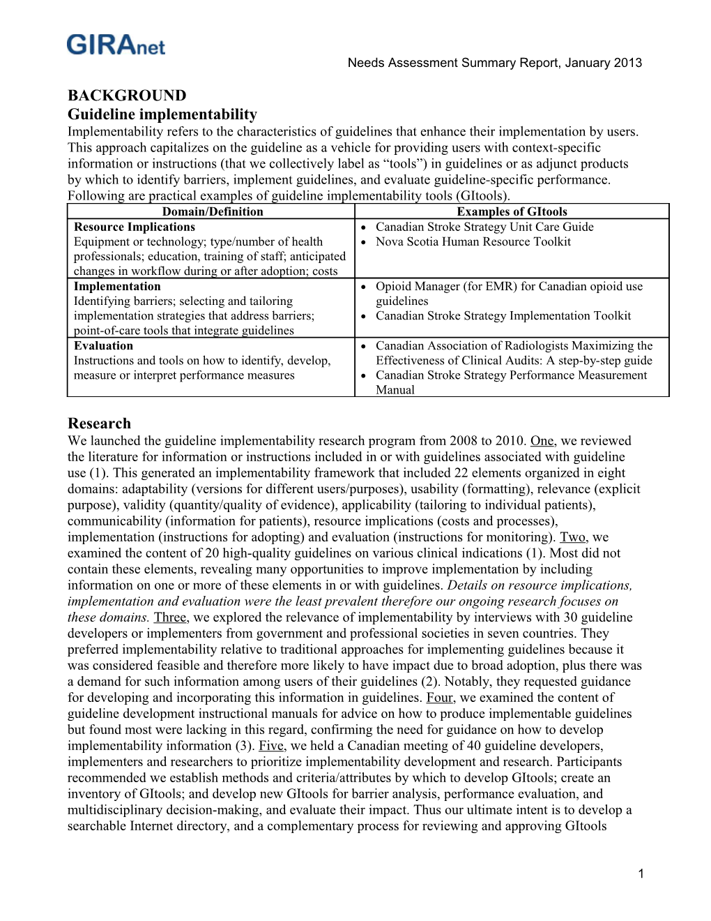 Guideline Implementability Research and Application Network