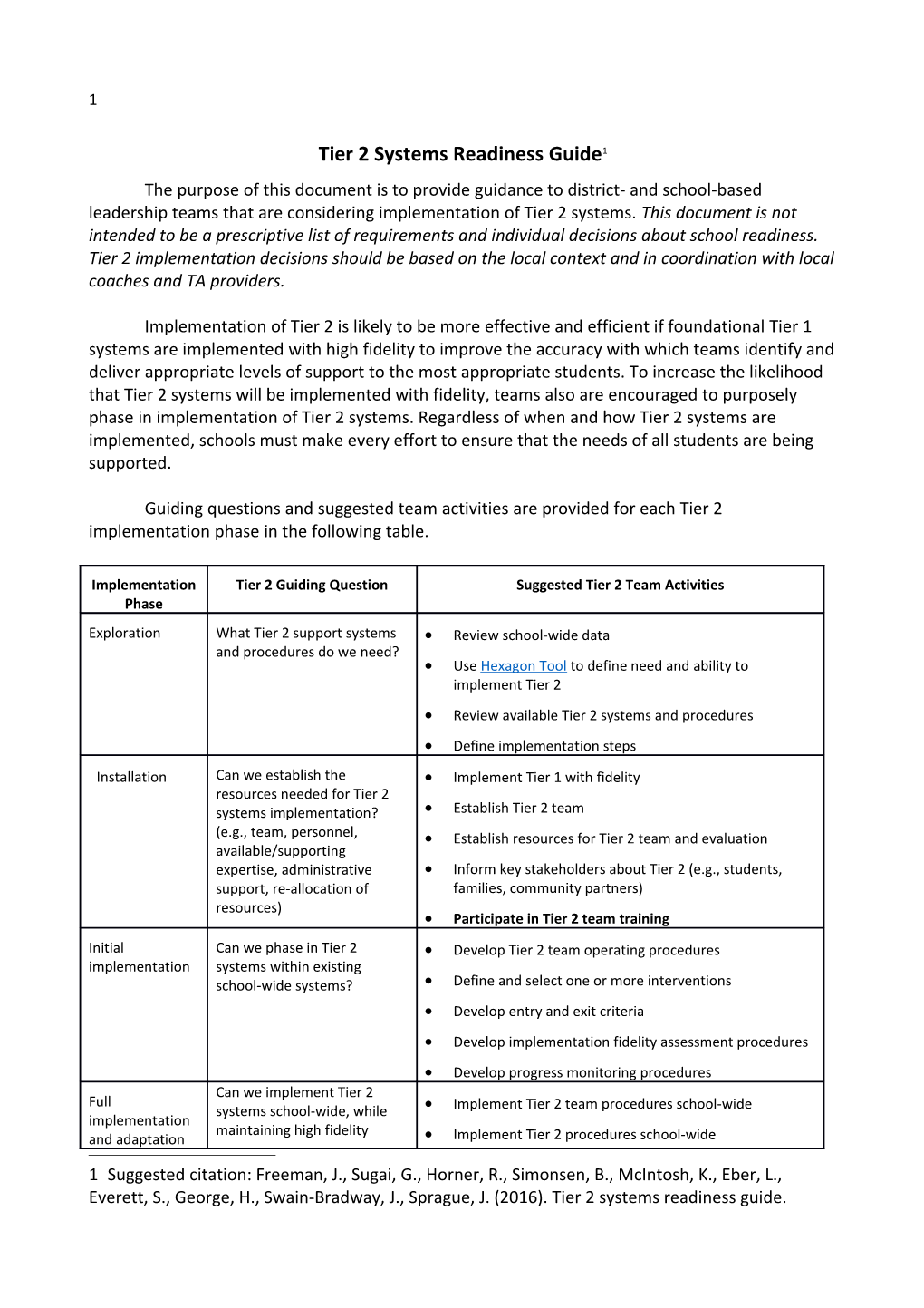 Tier 2 Systems Readiness Guide 1