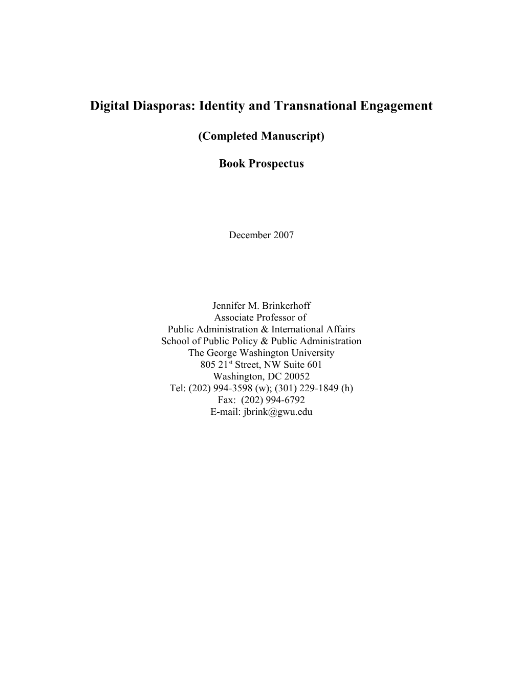 Digital Diasporas: Identity and Transnationalengagement