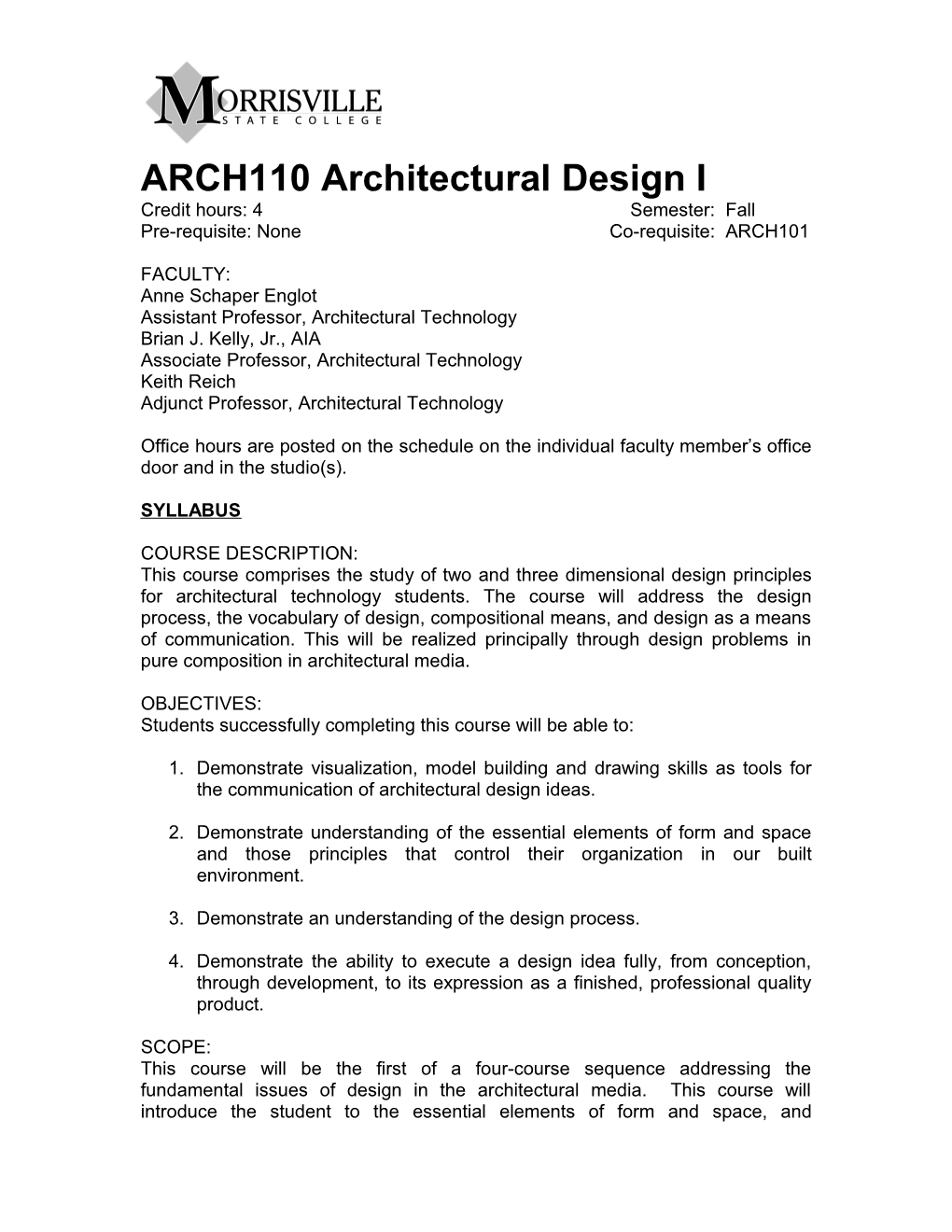 ARCH110 Architectural Design I