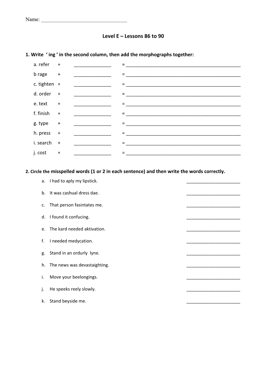 Group C Spelling Homework 17/5/10 s2