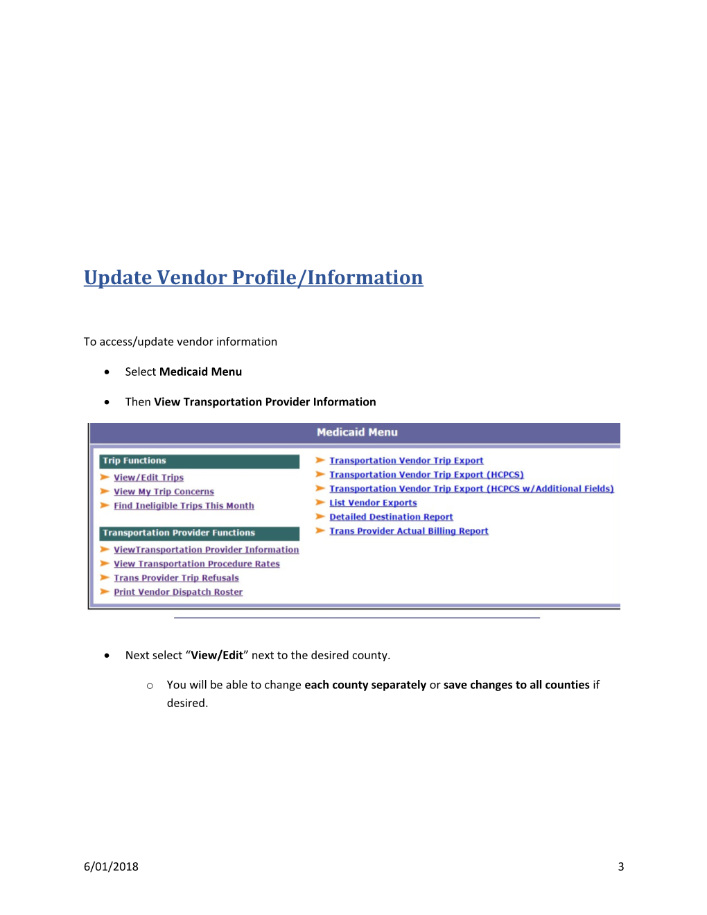Transportation Provider Profile Update