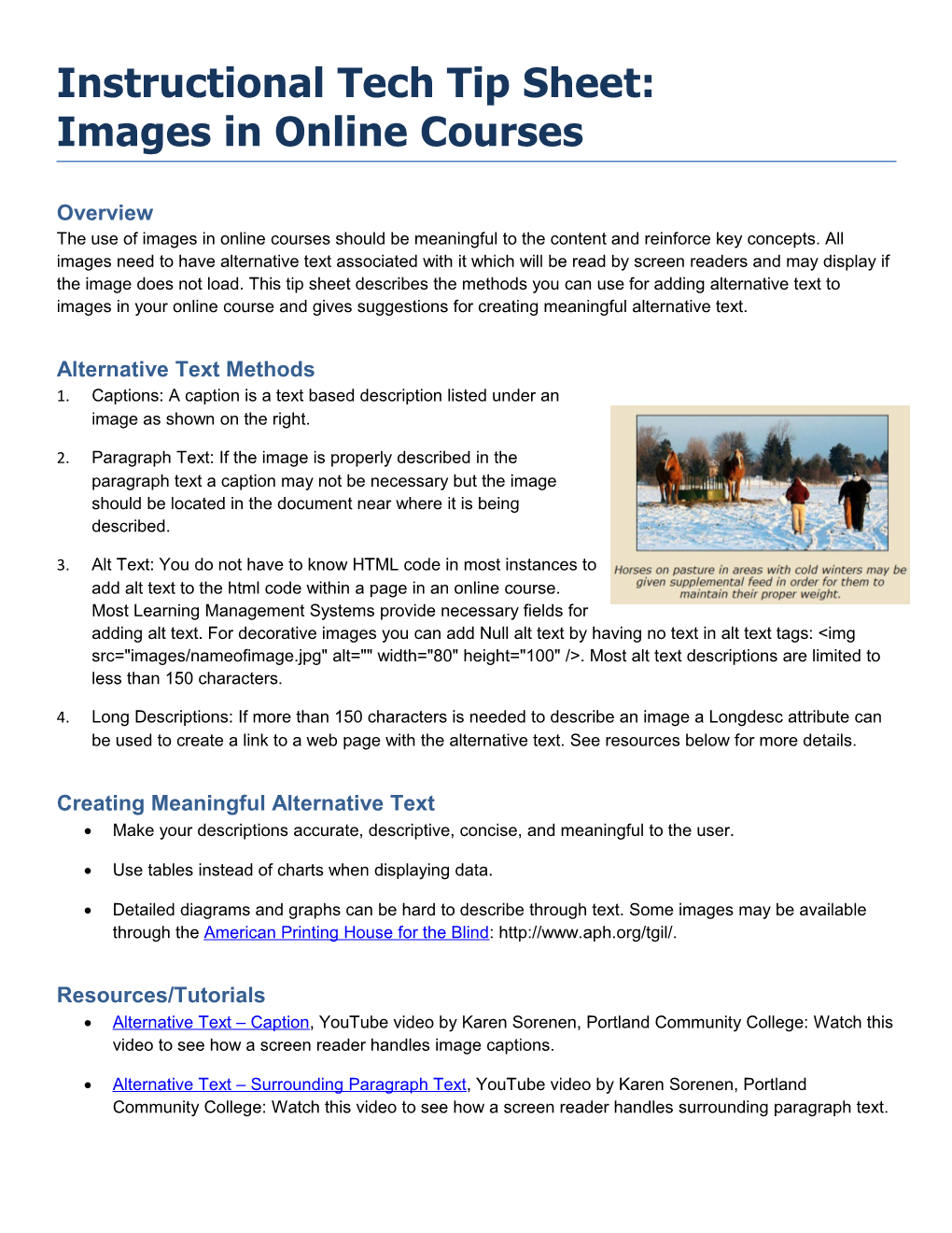Instructional Tech Tip Sheet: Images in Online Courses