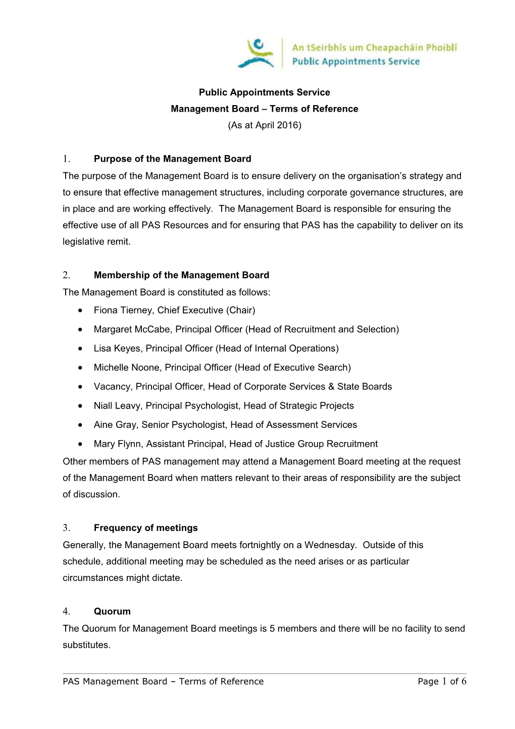 Management Board Terms of Reference