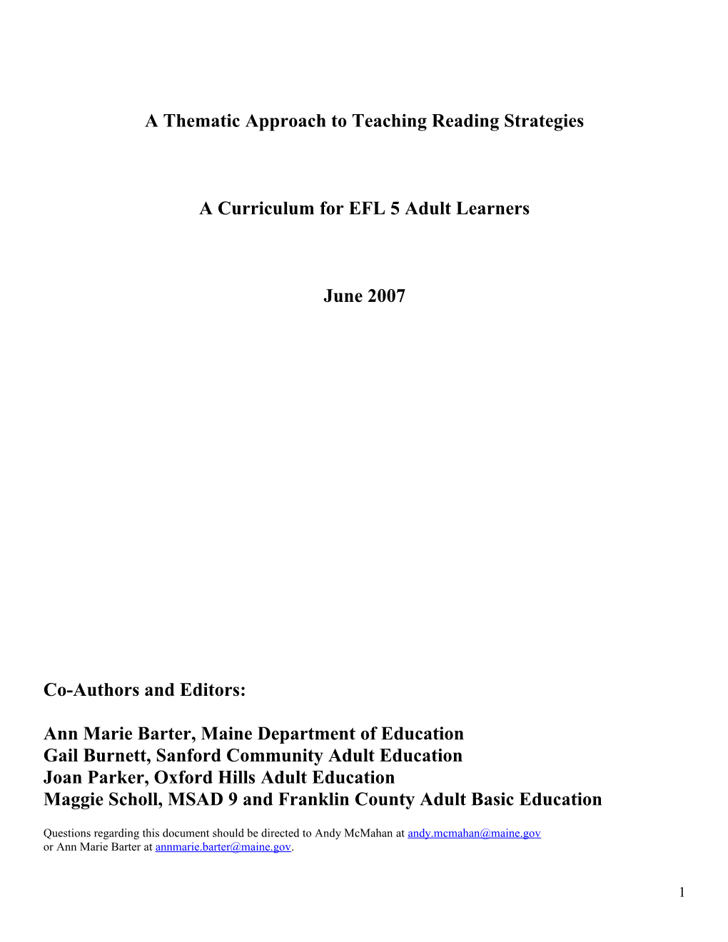 A Thematic Approach to Teaching Reading Strategies