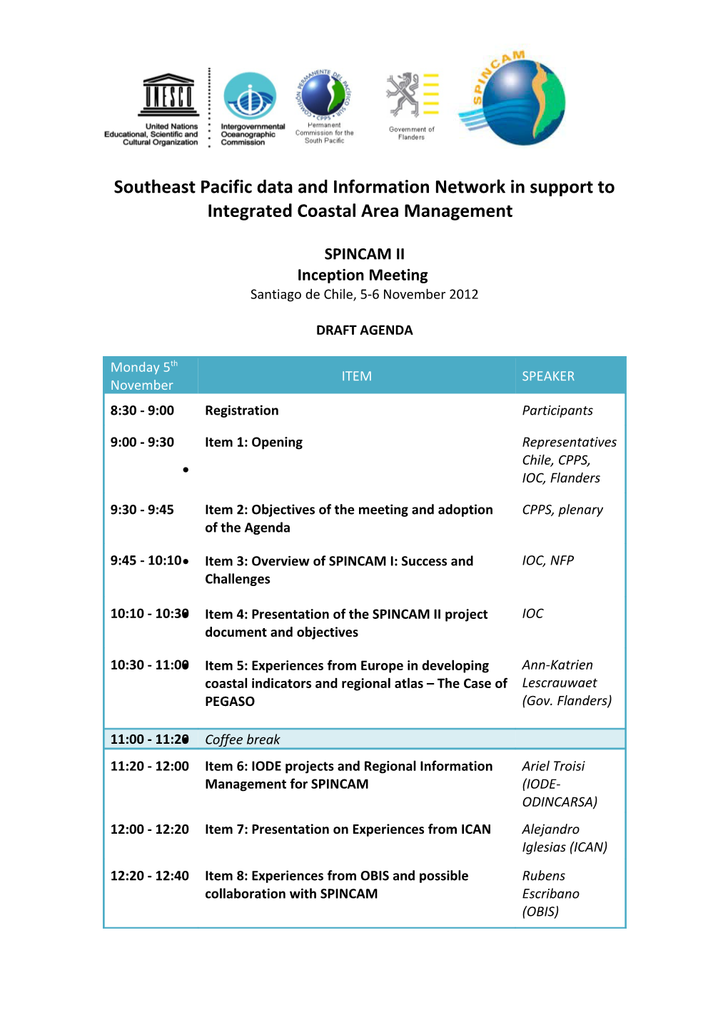 Southeast Pacific Data and Information Network in Support to Integrated Coastal Area Management