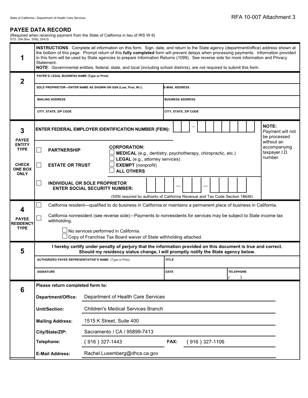 Payee Data Record