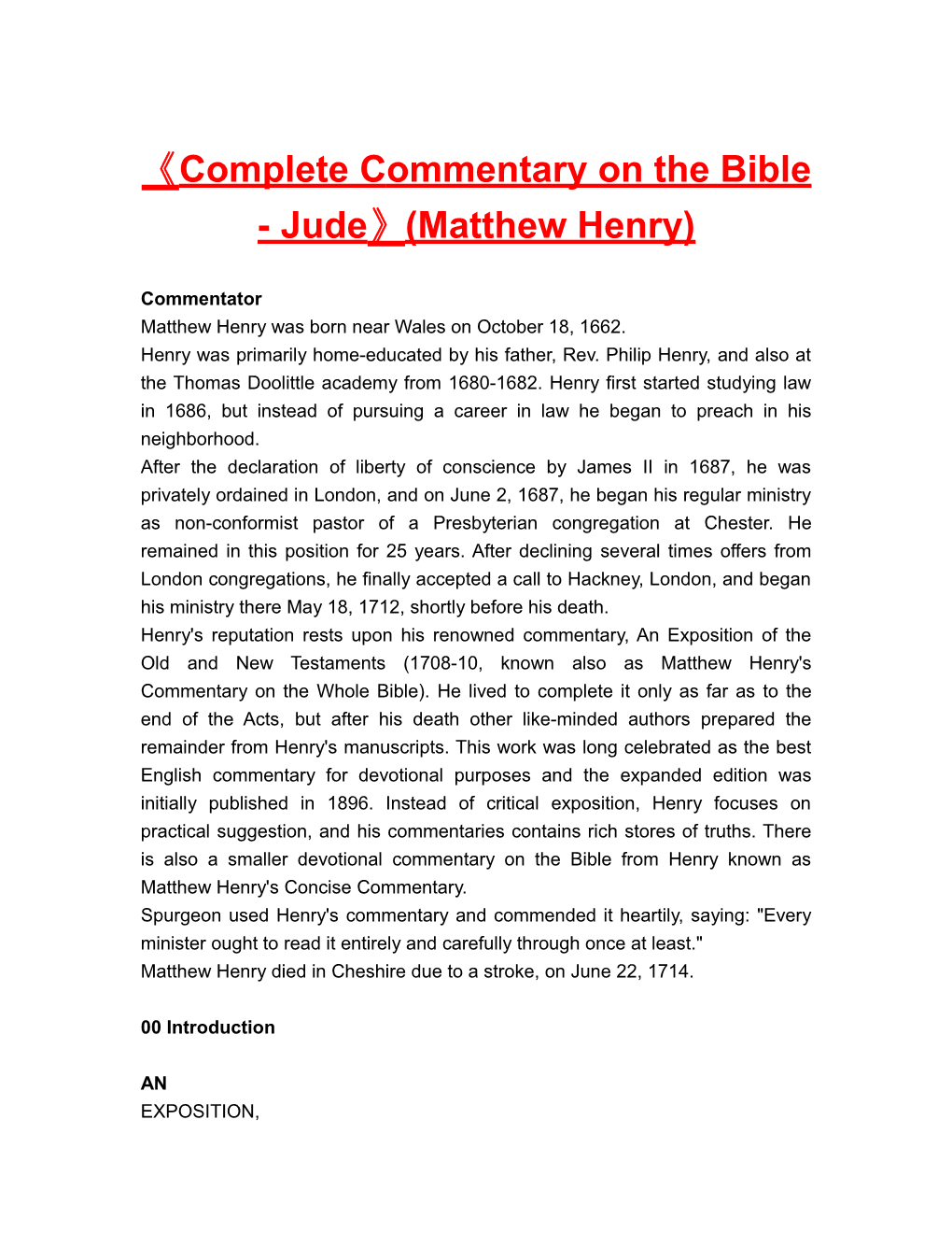 Completecommentary on the Bible-Jude (Matthew Henry)