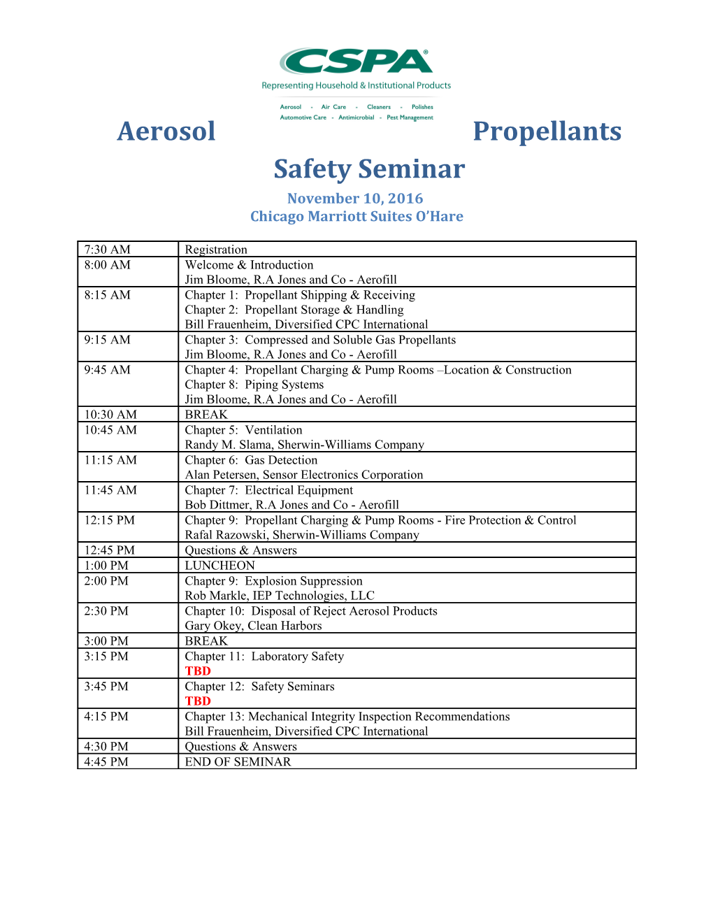 Aerosol Propellants Safety Seminar