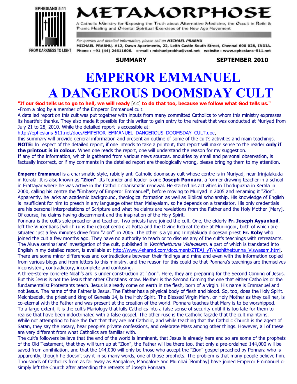 A Dangerous Doomsday Cult