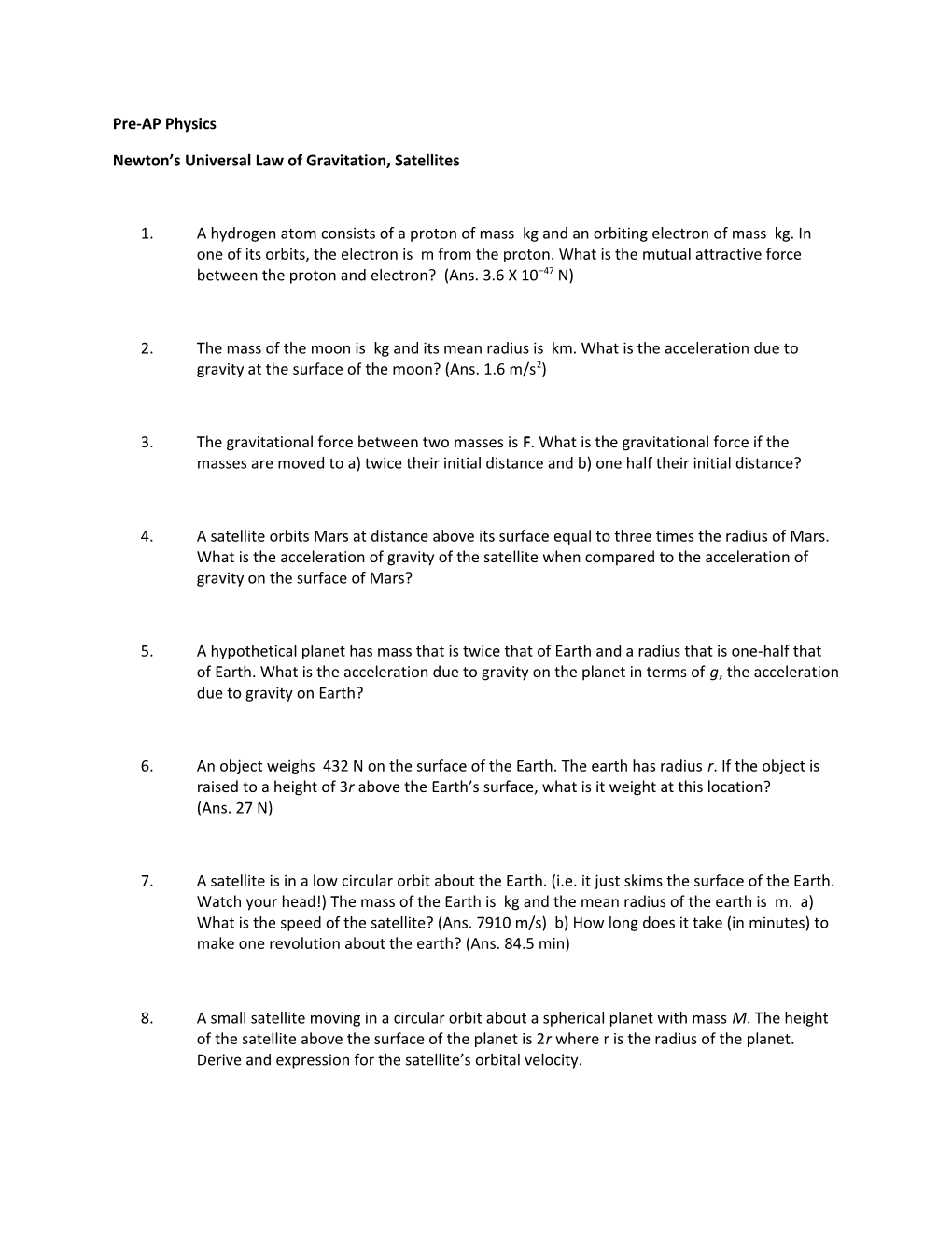 Newton S Universal Law of Gravitation, Satellites