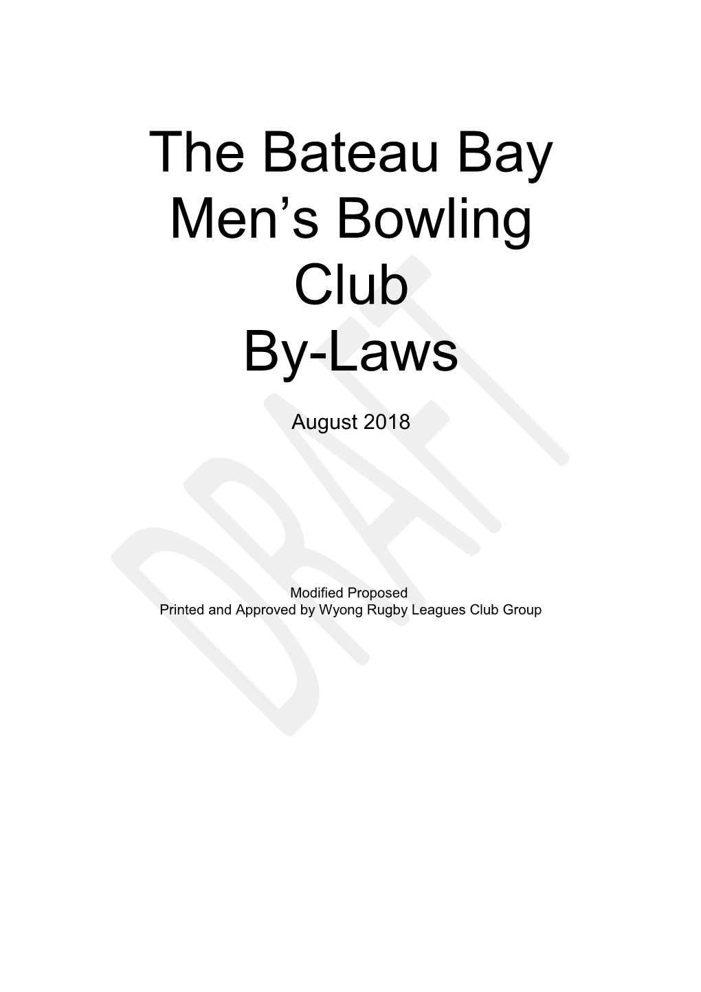 The Bateau Bay Men Sbowling Club