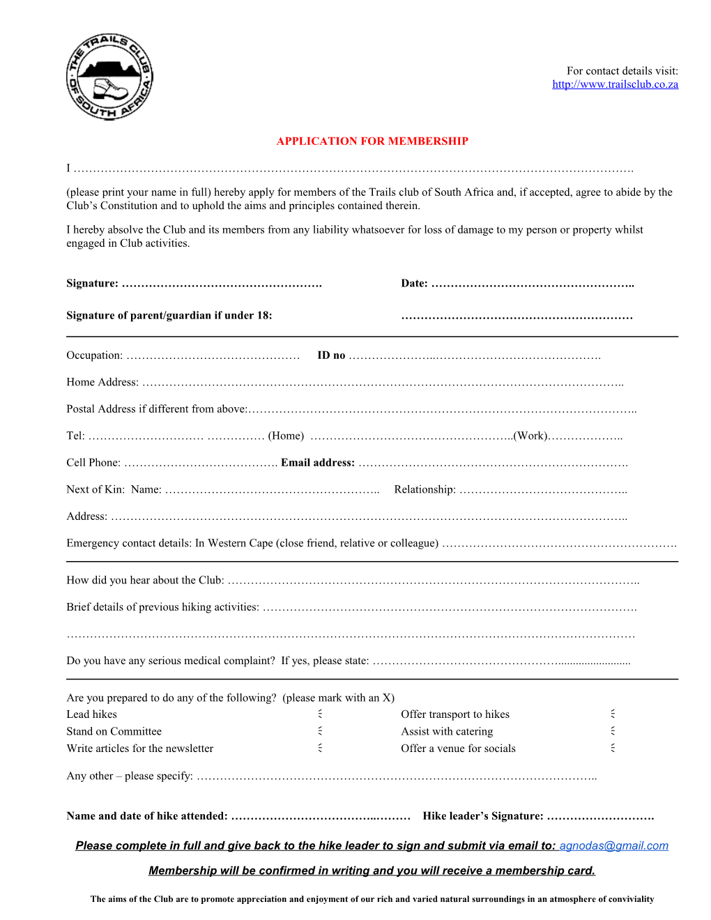Application for Membership s20