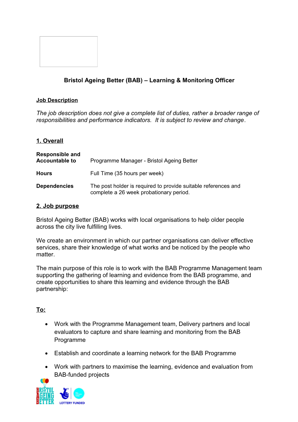 Bristol Ageing Better (BAB) Learning & Monitoring Officer