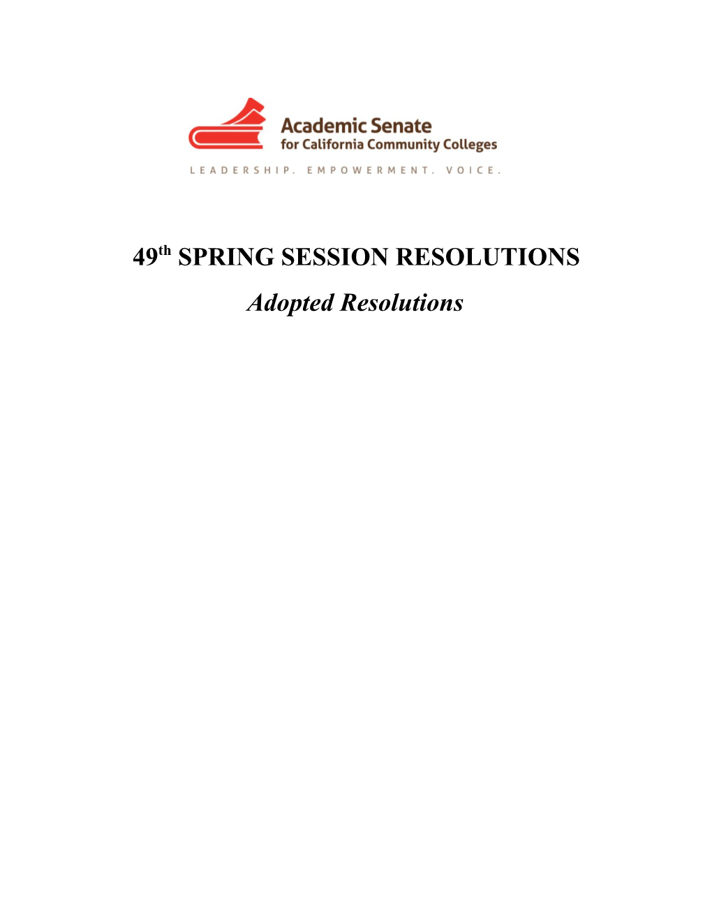 49Th SPRING SESSION RESOLUTIONS