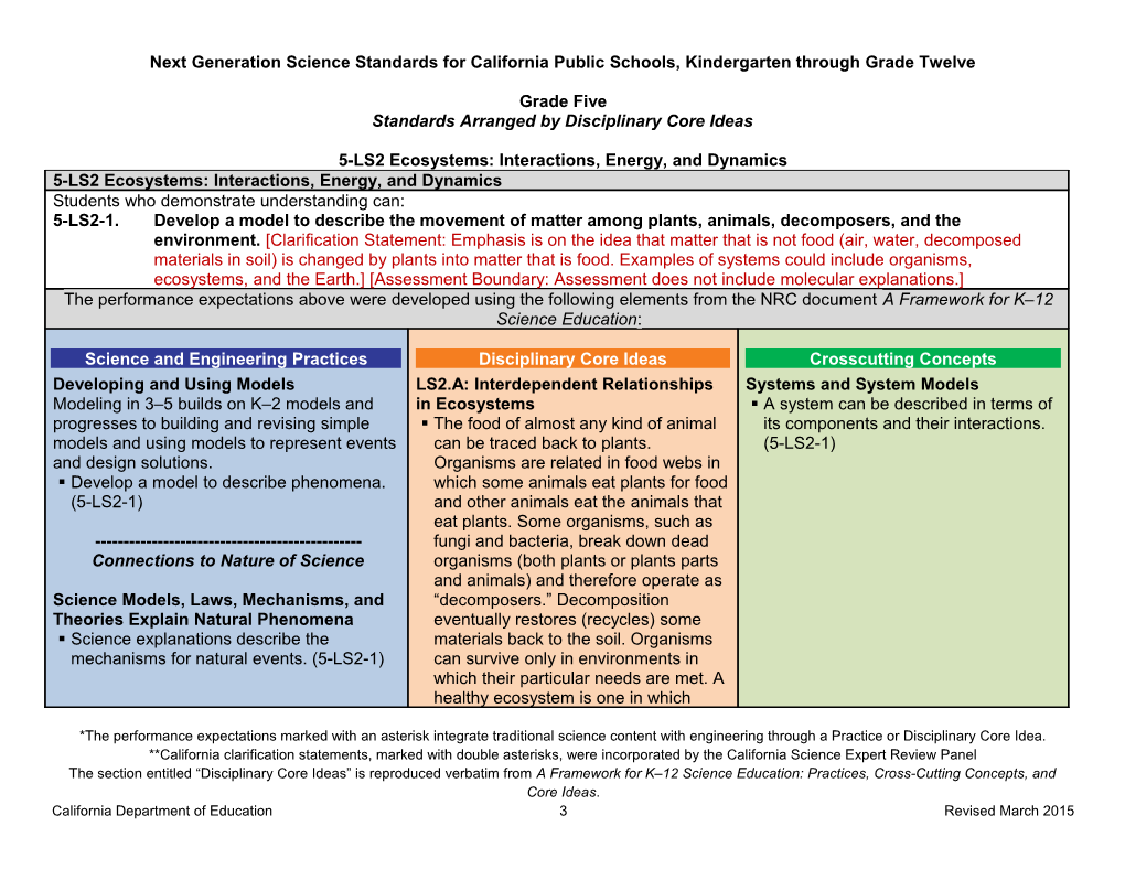 Grade 5 Standards - NGSS (CA Dept of Education)
