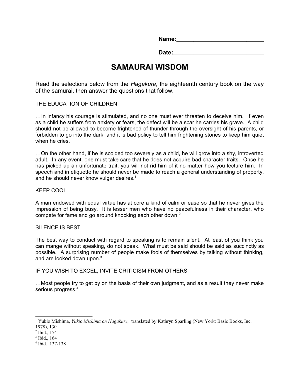 Samaurai Wisdom