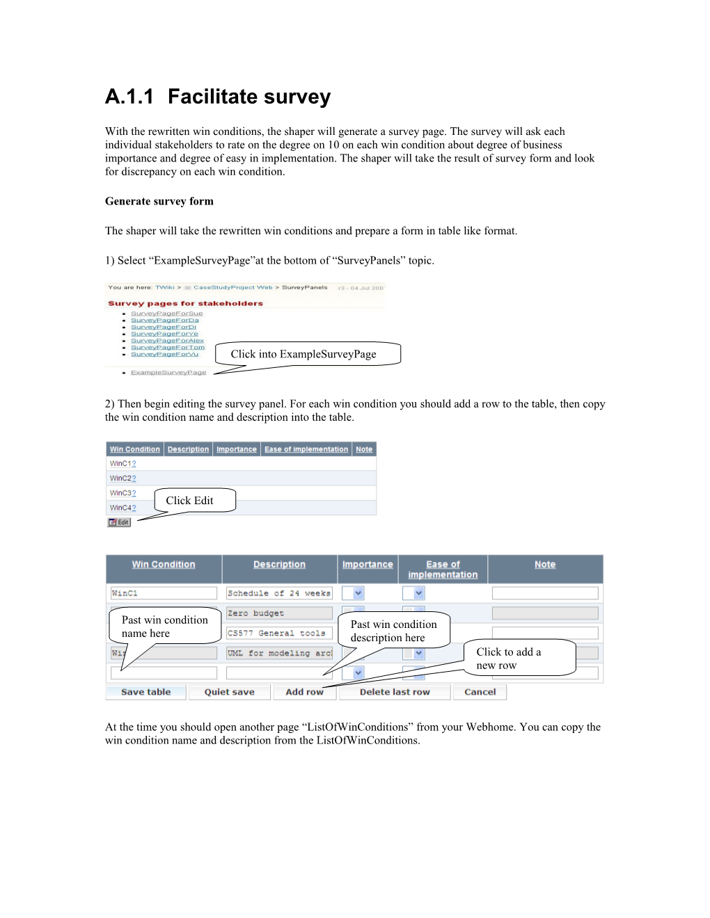 1.1 Facilitate Survey